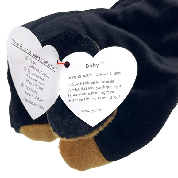 TY Beanie Baby Babies DOBY the Doberman Dog Puppy RETIRED Vintage Tush Tag Stamp - Picture 6 of 10